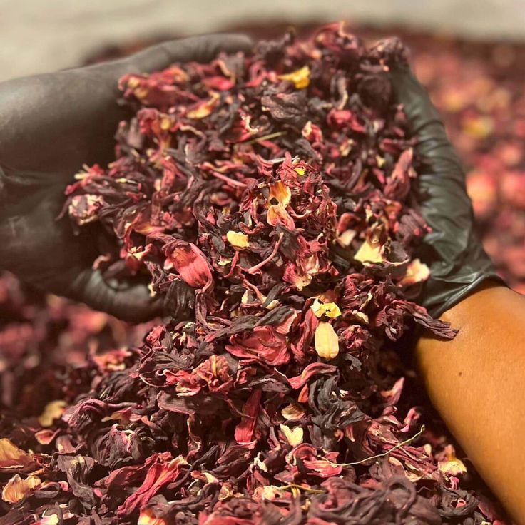 whole, sifted, hibiscus flower, sun dried, bright red color, for tea and mexican agua fresca bulk