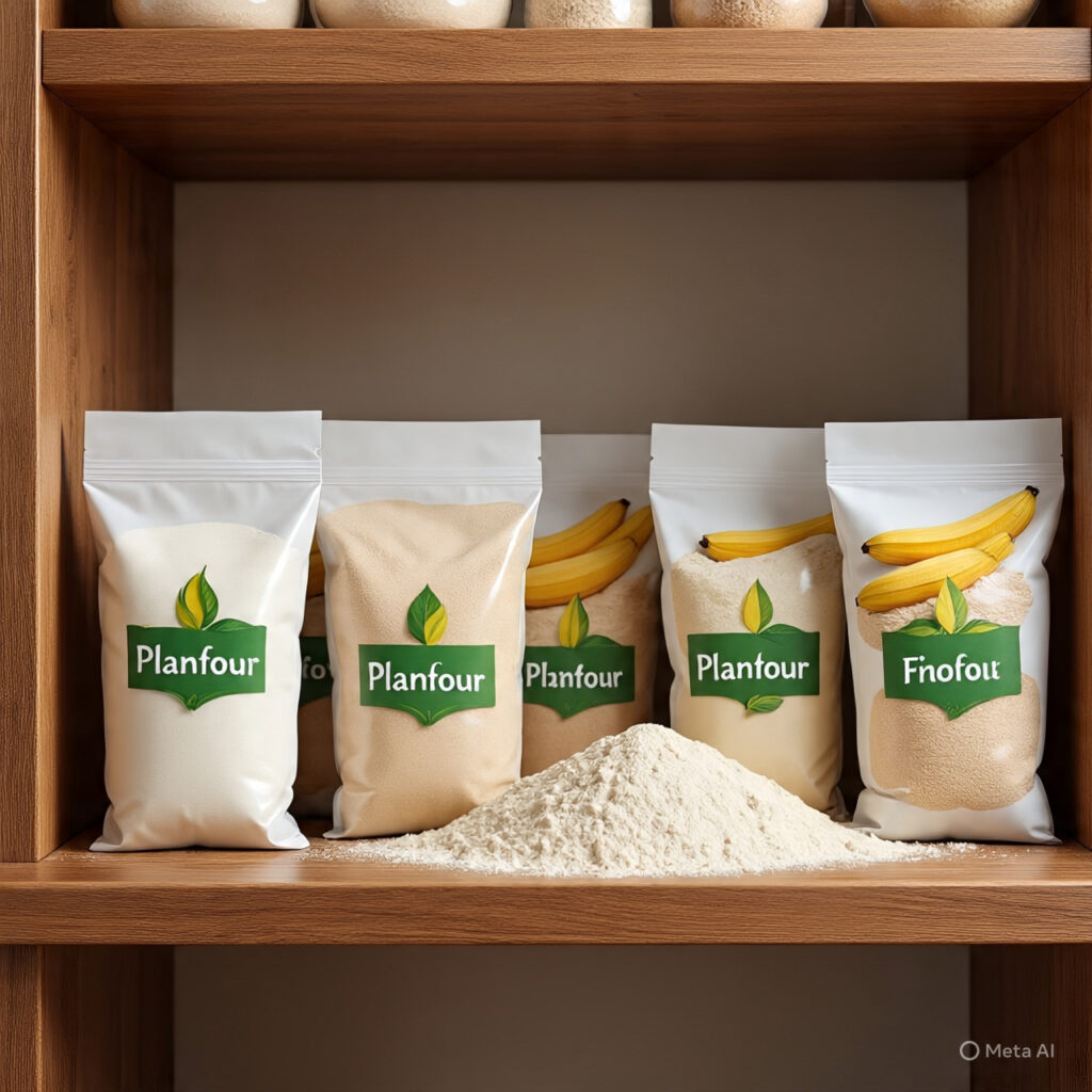 plantain flour packaging on shelves (1)